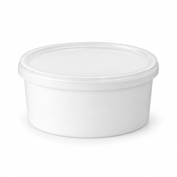 350ml 115mm Diameter Round White PP Containers and Lids
