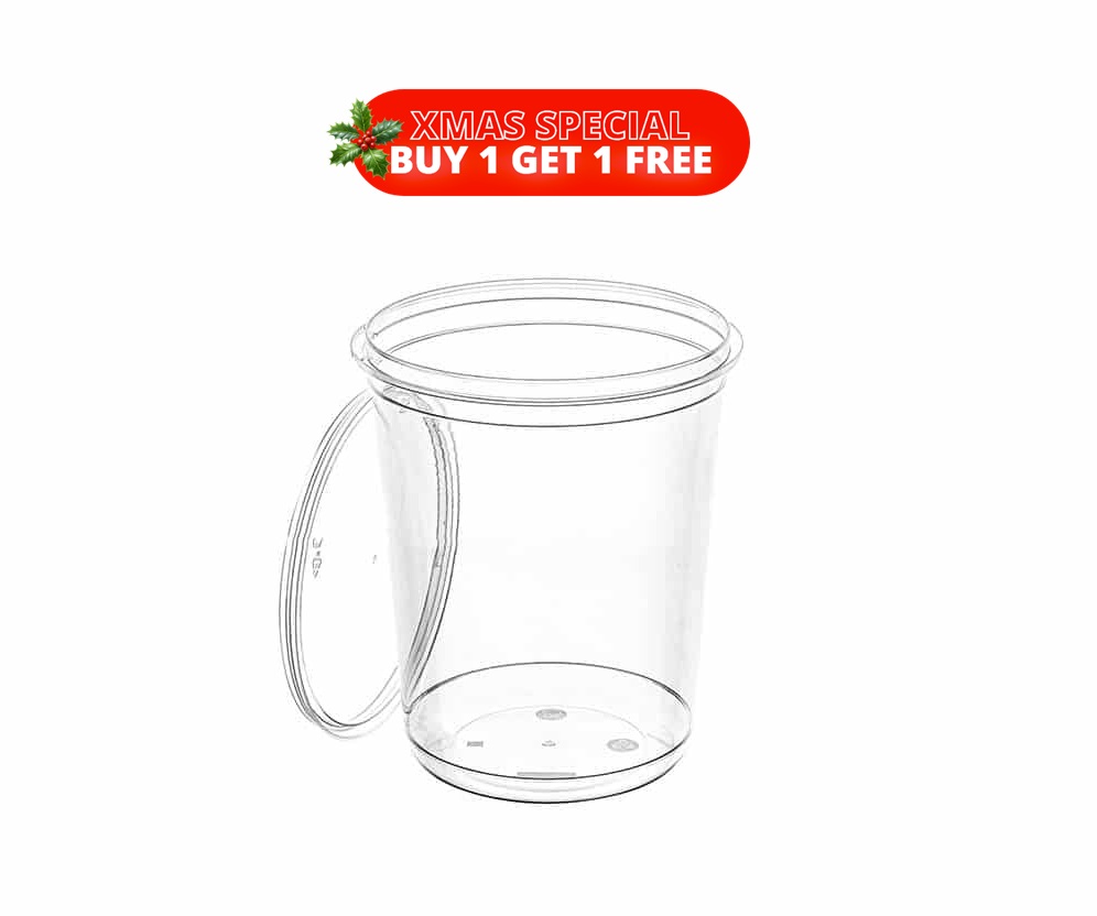 1000ml Round 122mm Diameter Slimline Tamper Evident Container and Lids