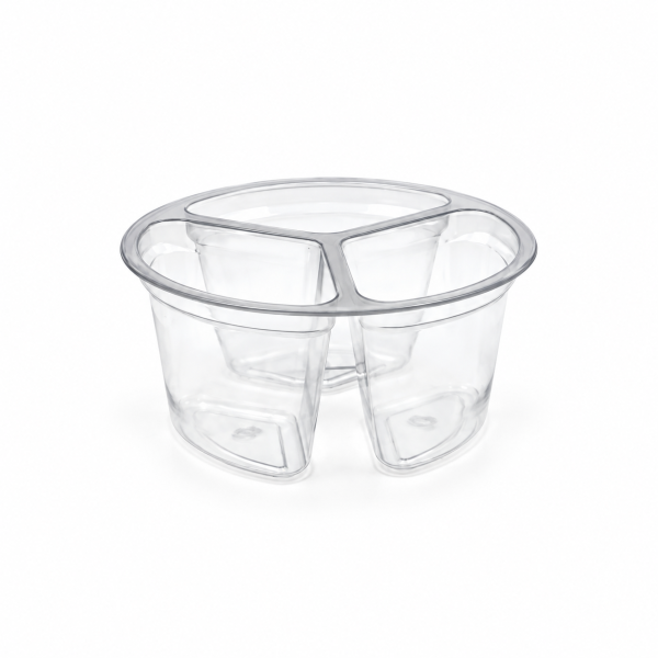 300ml Round 3 Cavity Clear R-Pet Containers