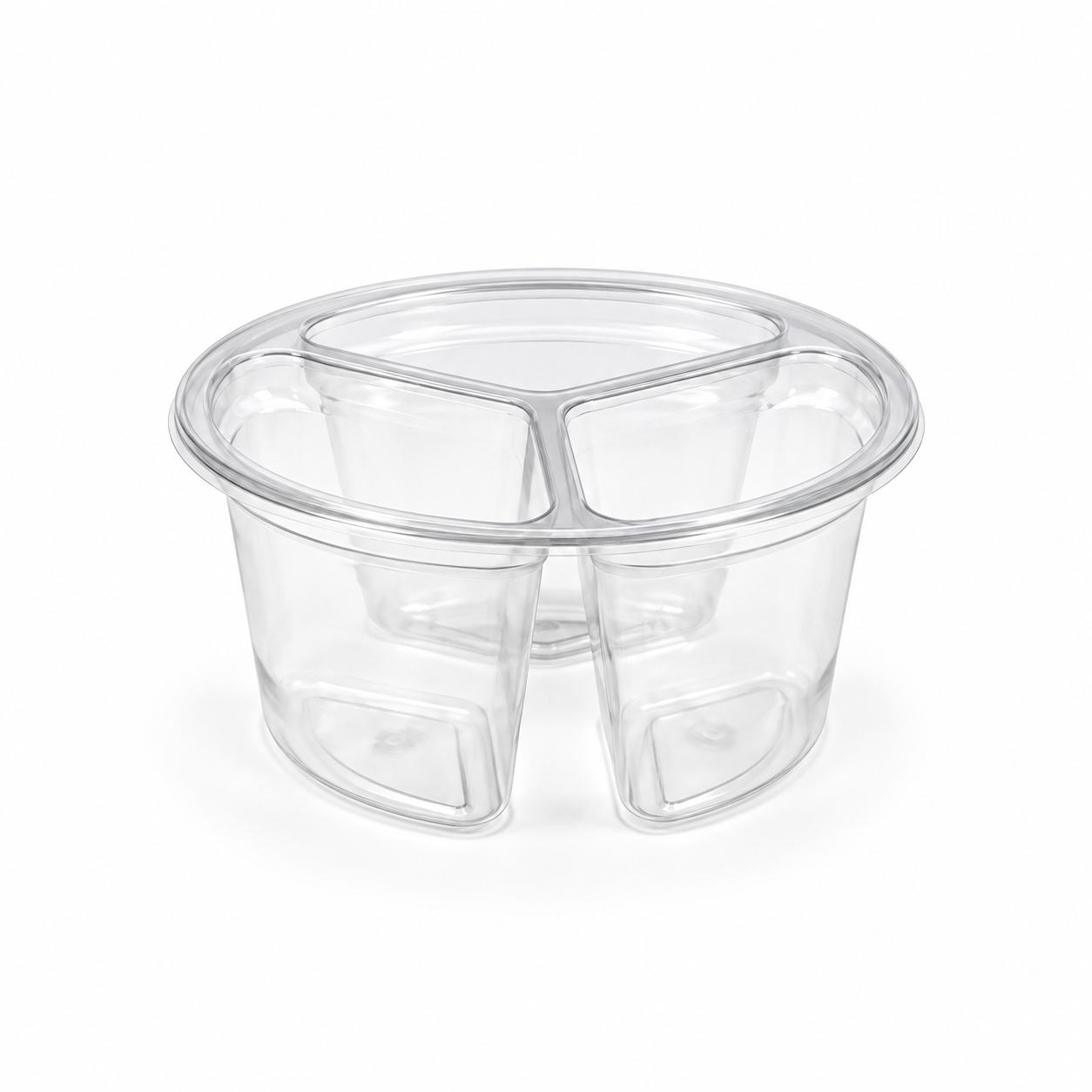 300ml Round 3 Cavity Clear R-Pet Containers