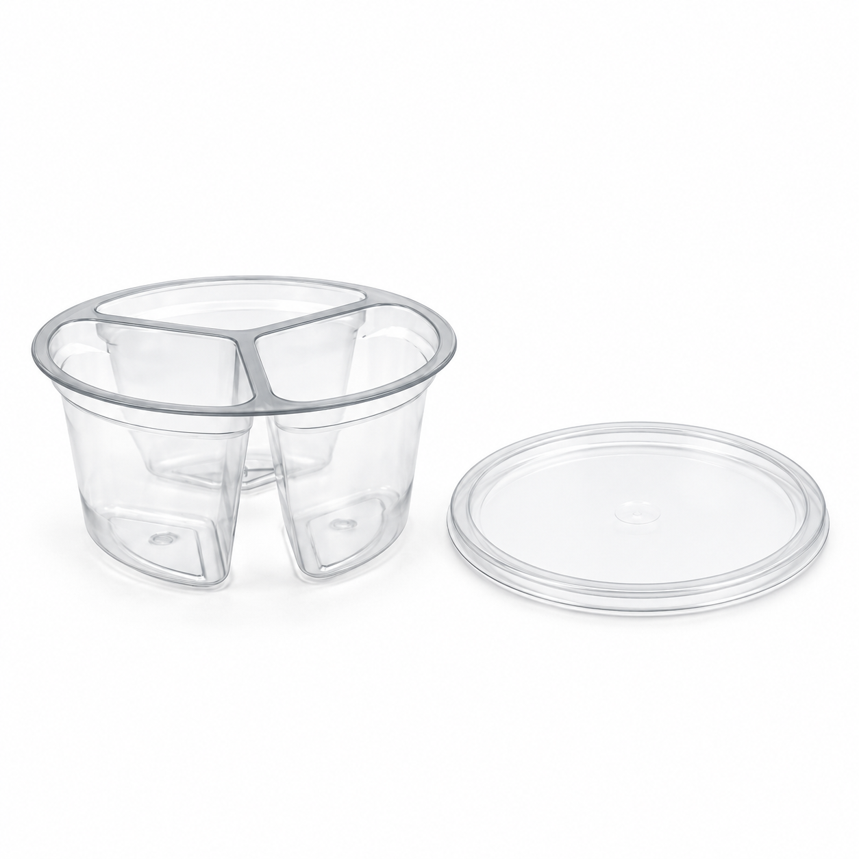 300ml Round 3 Cavity Clear R-Pet Containers
