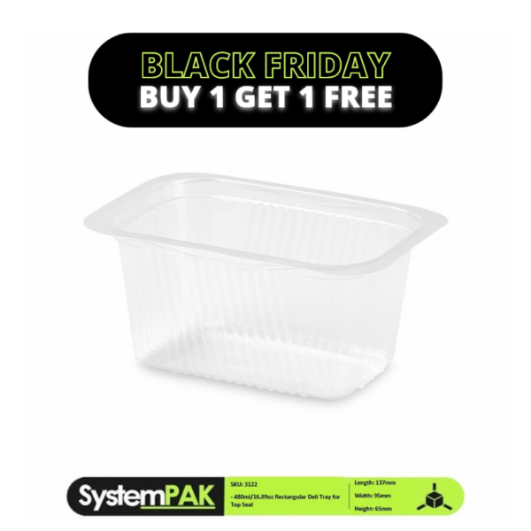 350ml 137x95x45mm Rectangular Top Seal Trays