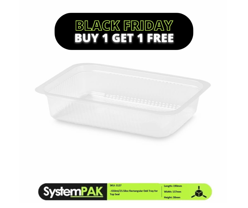 650ml 190x137x38mm Large Rectangular Top Seal Trays