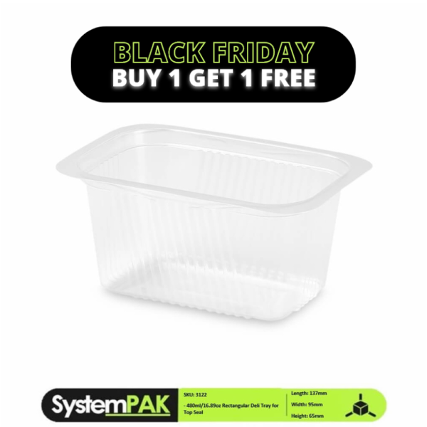 480ml 137x95x65mm Rectangular Top Seal Trays