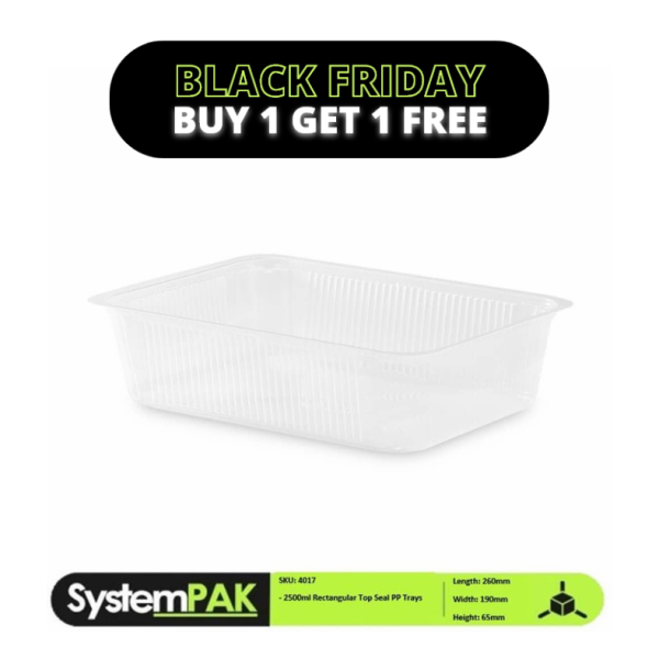 2500ml Large Rectangular Top Seal Trays