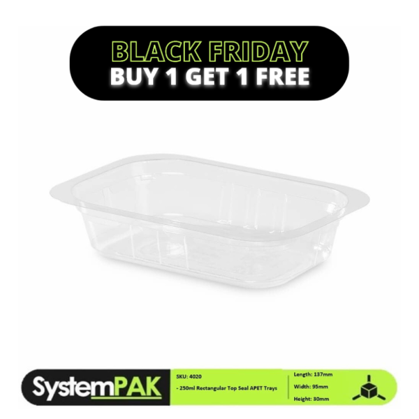 250ml 137x95x30mm Transparent Rectangular Trays