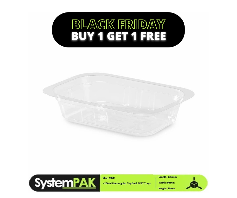 250ml 137x95x30mm Transparent Rectangular Trays