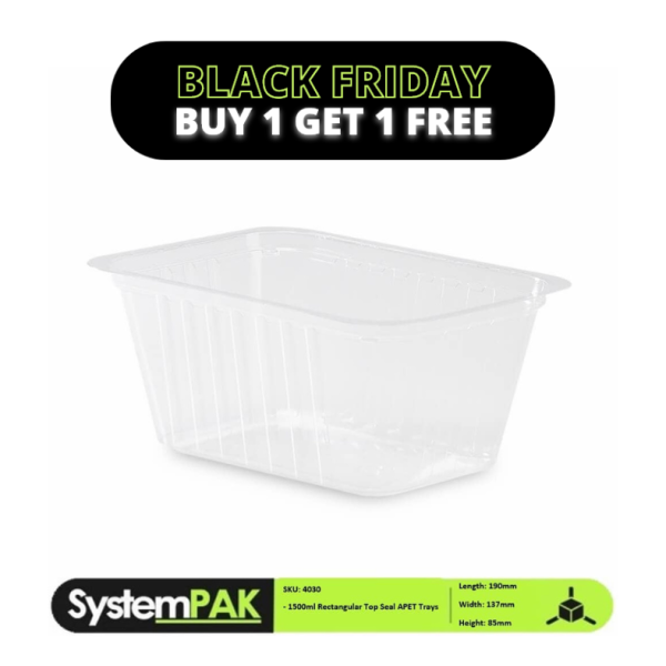 1500ml 190x137x85mm  Rectangular Top Seal Trays