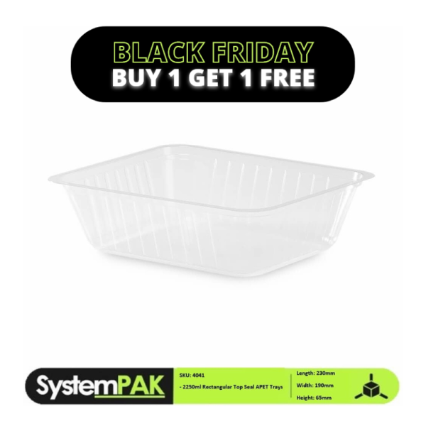 2250ml  230x190x65mm Rectangular Top Seal Trays