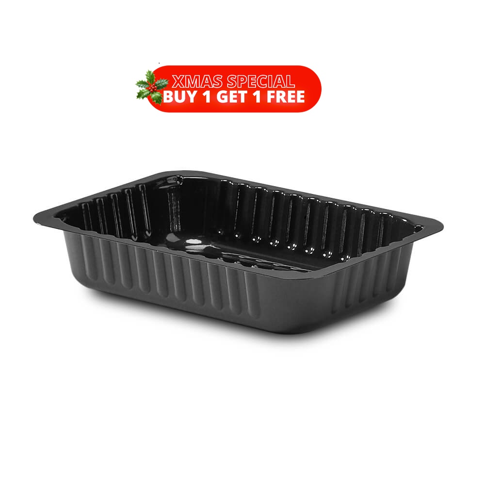 190x136x38mm 750ml Black CPET Trays - dual ovenable