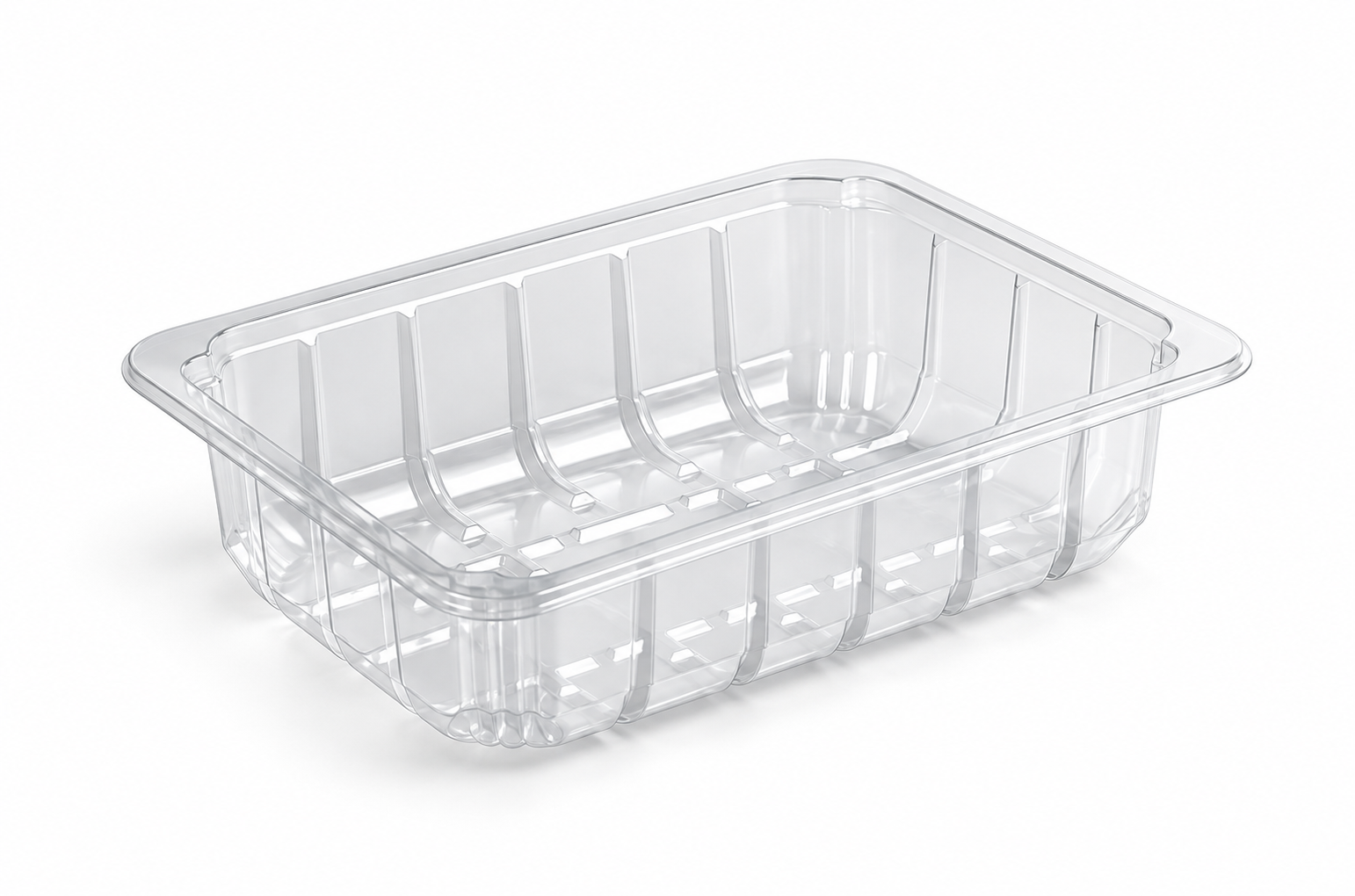 190mm x 144mm Ribbed Rectangular Clear Top Seal Meat Trays