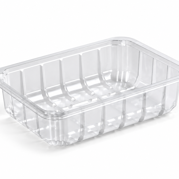 190mm x 144mm Ribbed Rectangular Clear Top Seal Meat Trays