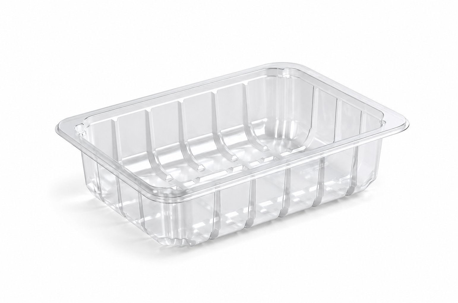 190mm x 144mm Ribbed Rectangular Clear Top Seal Meat Trays