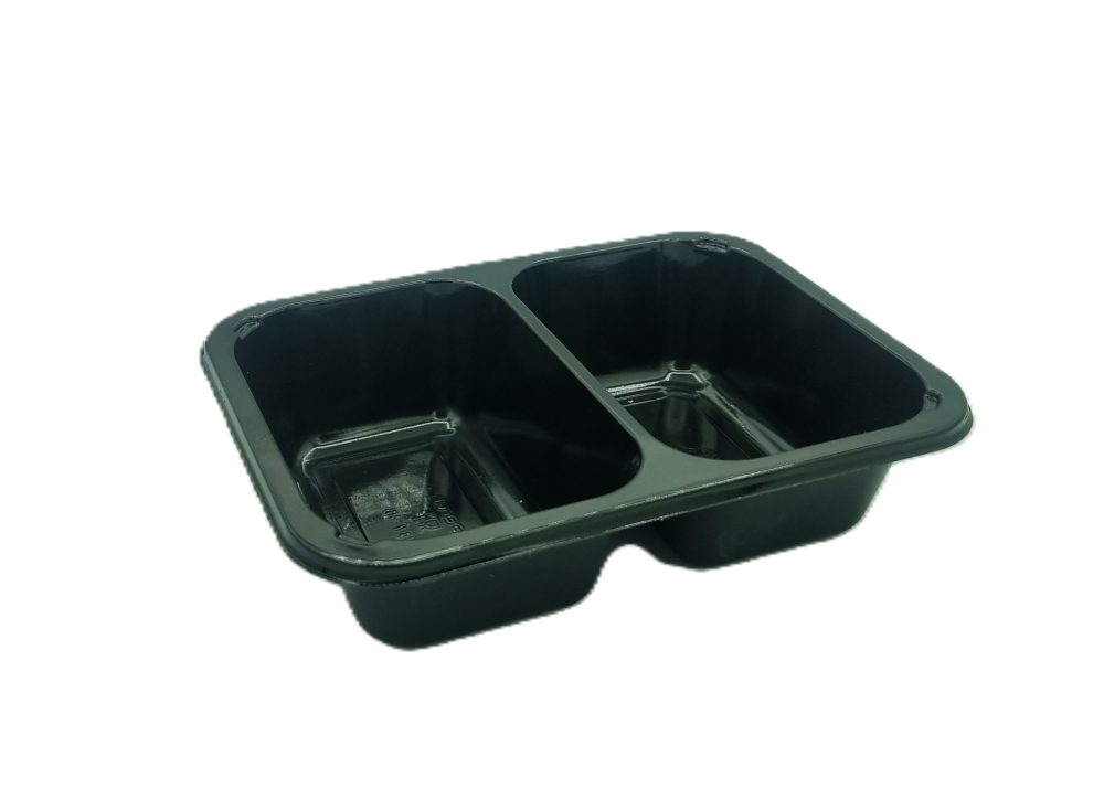 187x137x45mm - 285/345ml 2 Cavity Black Cpet trays - Dual Ovenable
