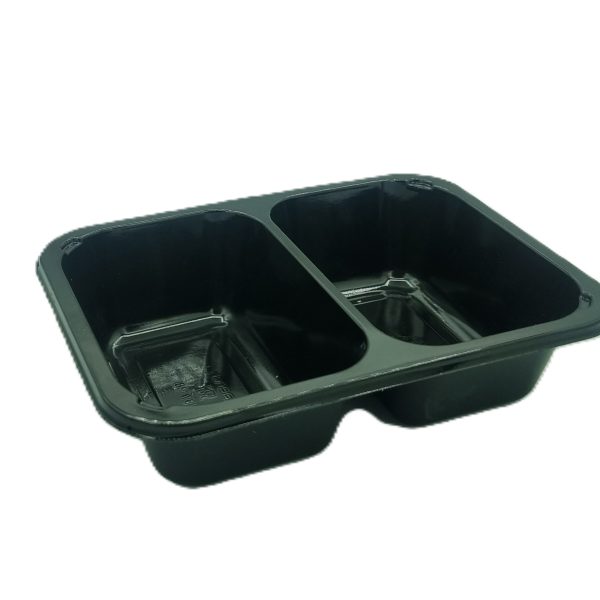 187x137x45mm - 285/345ml 2 Cavity Black Cpet trays - Dual Ovenable