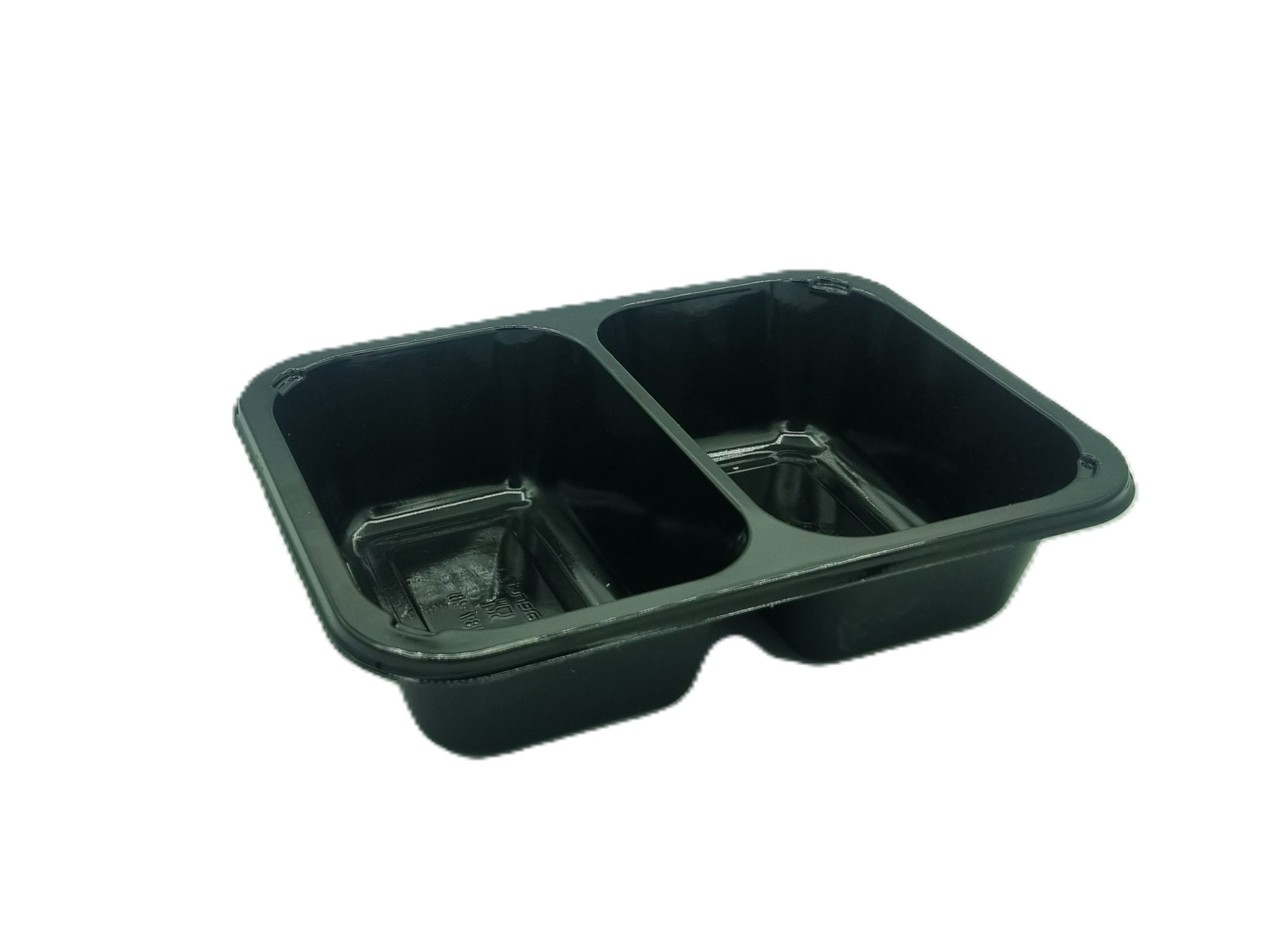 187x137x45mm - 285/345ml 2 Cavity Black Cpet trays - Dual Ovenable