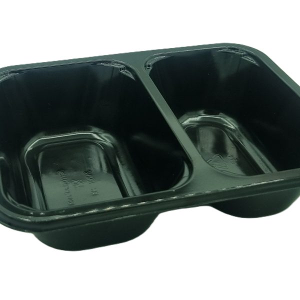 187x137x45mm - 285/345ml 2 Cavity Black Cpet trays - Dual Ovenable