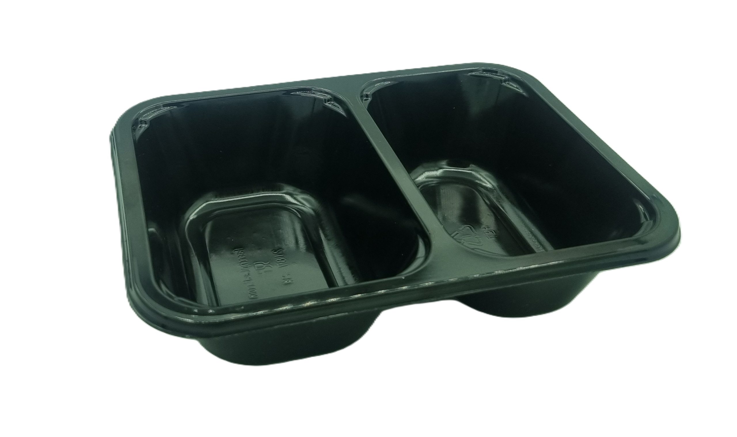 187x137x45mm - 285/345ml 2 Cavity Black Cpet trays - Dual Ovenable